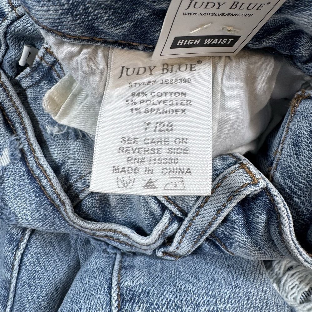 New Judy Blue Skinny Fit Jeans Sz 7/28(29x26.5) Light Wash High Waist Distressed - Picture 4 of 8